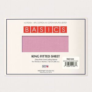 USA Basics King Fitted Sheet English Rose Pink 78x80 New Sealed Vintage